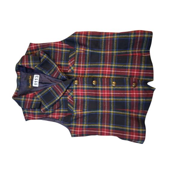 Vintage Y2K Giorgio Sant'Angelo Women's size Small Plaid Preppy Academia Vest - Picture 6 of 15